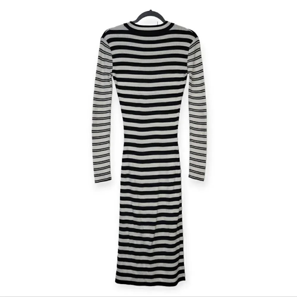 DO+BE ribbed stripped midi long sleeve dress, medium